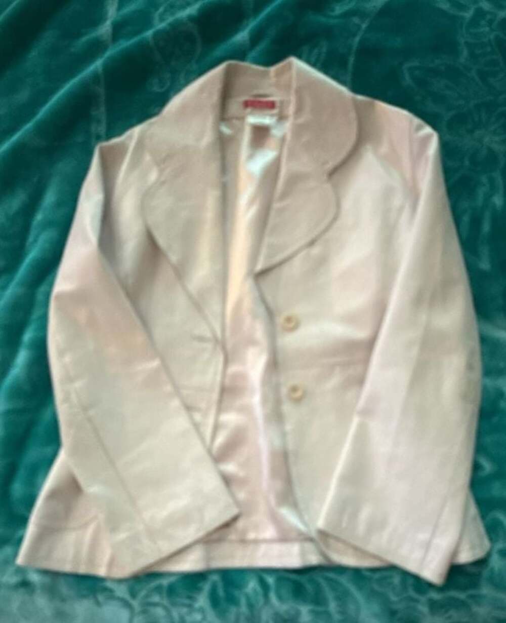 Olly London Cream Leather Two-Button Blazer Jacket Size 10